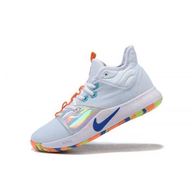 Nike Erkek Pg 3 Beyaz / Gümüş / Turuncu / Mavi Spor Ayakkabı Türkiye - Q8CW9MTR